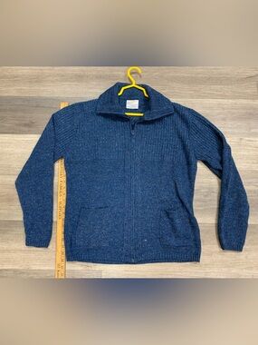 Vintage London Fog Men's Navy Full-Zip Shawl Collar Sweater